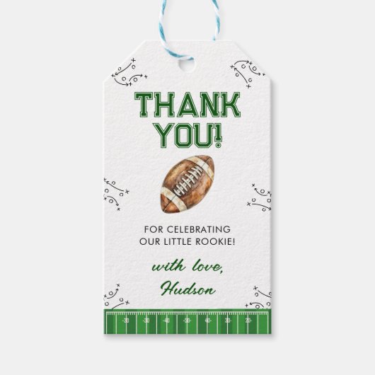 Football Birthday Party First Year Down Geschenkanhänger (Vorderseite)