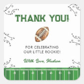 Football Birthday Party First Year Down Quadratischer Aufkleber (Vorderseite)