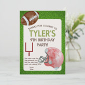 Football Birthday Party Vertikal Danke Karte (Stehend Vorderseite)