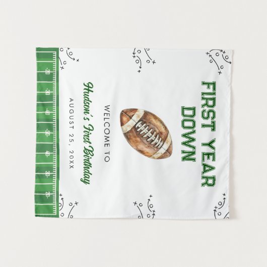 Football Birthday Party Welcome Sign Wandteppich (Vorderseite (Horizontal))