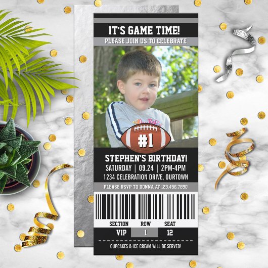 Football Birthday Photo Template Einladung