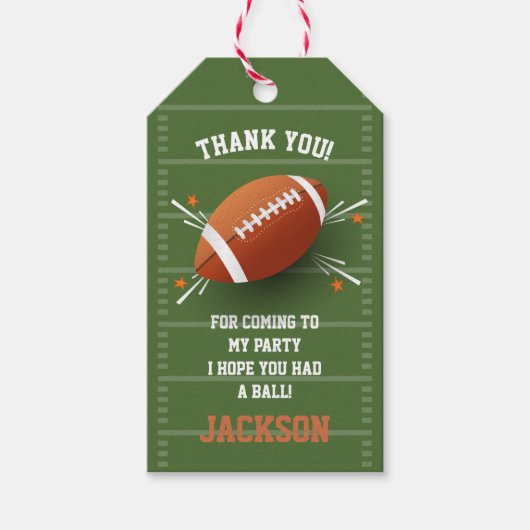 Football Birthday Vielen Dank Geschenkanhänger (Vorderseite)