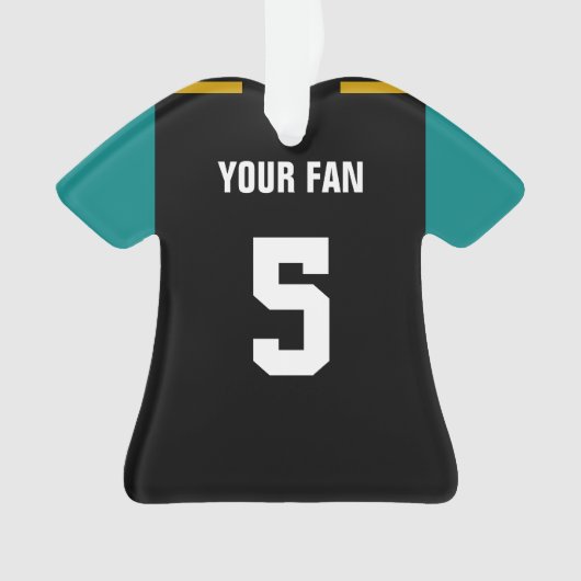 Football Black, Aquamarin & Gold Jersey Ornament (Vorderseite)