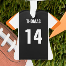 Football Black, Orange & White Jersey Ornament