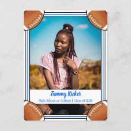 Football Blue & Black Abschluss Ankündigungspostkarte