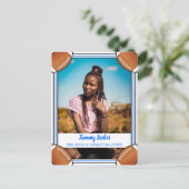 Football Blue & Black Abschluss Ankündigungspostkarte (Stehend Vorderseite)