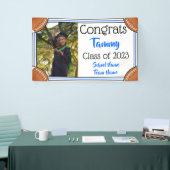 Football Blue & Black One Foto Abschluss Banner (Messeveranstaltung)