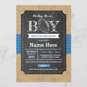 Football Blue Boy Baby Showdusche Rugby Einladung