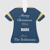 Football Blue & Gold Jersey Ornament (Rückseite)
