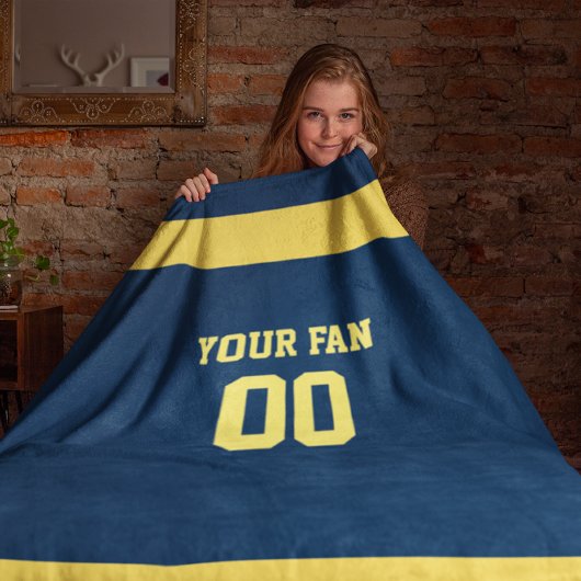 Football Blue & Gold Personalisiert Fleecedecke