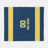 Football Blue & Gold Personalisiert Fleecedecke (Vorderseite (Horizontal))