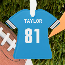 Football Blue Silver & Black Jersey Personalisiert Ornament