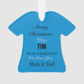 Football Blue Silver & Black Jersey Personalisiert Ornament (Rückseite)