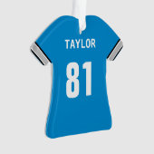Football Blue Silver & Black Jersey Personalisiert Ornament (Vorderseite)