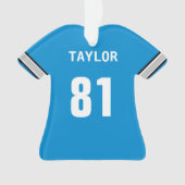 Football Blue Silver Black & White Jersey Ornament (Vorderseite)