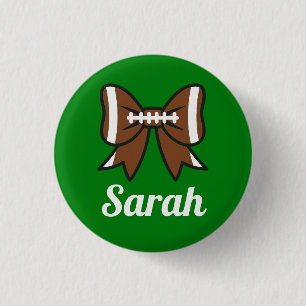 Football Bow Cheerleader Button