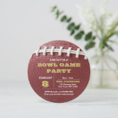 Football Bowl Game Gold Runde Einladung (Stehend Vorderseite)