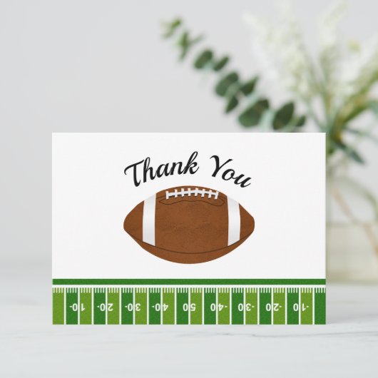 Football Boy Geburtstagsparty Dankeskarte (Stehend Vorderseite)