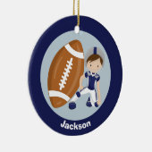 Football Boy Personalisiert Blue Kinder Weihnachte Keramik Ornament (Rechts)