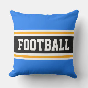 FOOTBALL Bright Blau Schwarz-weiß Gelbe Streifen Kissen
