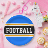 FOOTBALL Bright Blue Black Yellow Racing Stripes Pappteller (Party)