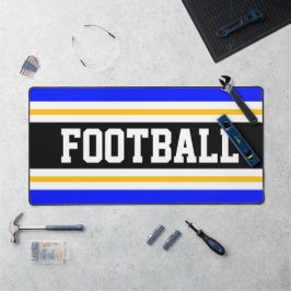 FOOTBALL Bright Blue Black Yellow Racing Stripes Schreibtischunterlage