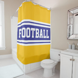 FOOTBALL Bright Blue White Orange Racing Streifen Duschvorhang