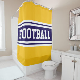 FOOTBALL Bright Blue White Orange Racing Streifen Duschvorhang