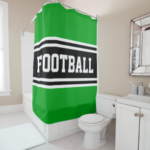 FOOTBALL Bright Green Schwarz-weiß Racing Streifen Duschvorhang
