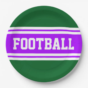 FOOTBALL Bright Lila grüne Streifen Pappteller