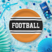 FOOTBALL Bright Orange Schwarz-weiß Racing Streife Pappteller (Party)