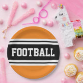 FOOTBALL Bright Orange Schwarz-weiß Racing Streife Pappteller (Party)