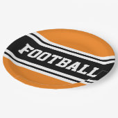 FOOTBALL Bright Orange Schwarz-weiß Racing Streife Pappteller (Schrägansicht)