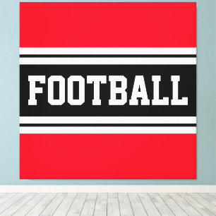 FOOTBALL Bright Schwarz-weiß Racing Streifen Leinwanddruck