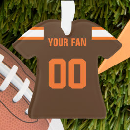 Football Brown, Orange & White Jersey Ornament