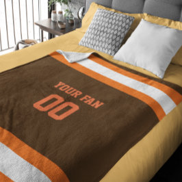 Football Brown, Orange & White Personalisiert Fleecedecke