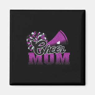Football Cheer Mama Lila Black Pom Leopard Magnet