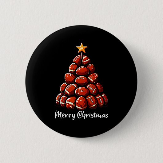 Football Christmas Tree Lights Funny Football Play Button (Vorderseite)