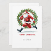 Football Christmas with Santa Claus Feiertagskarte (Vorne/Hinten)