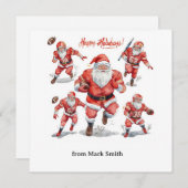 Football Christmas with Santa Claus Feiertagskarte (Vorne/Hinten)