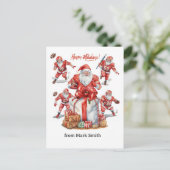 Football Christmas with Santa Claus Feiertagspostkarte (Stehend Vorderseite)
