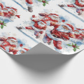Football Christmas with Santa Claus Geschenkpapier (Ecke)