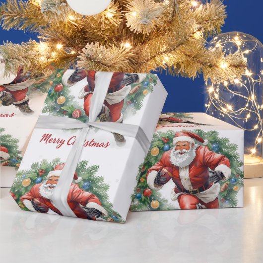 Football Christmas with Santa Claus Geschenkpapier (Feiertage)