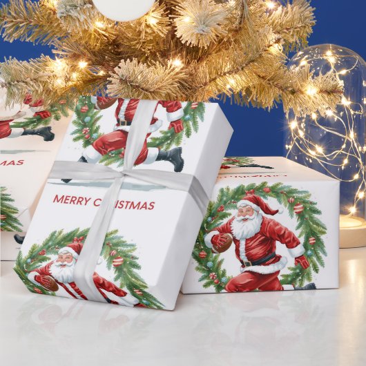 Football Christmas with Santa Claus Geschenkpapier (Feiertage)