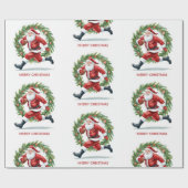 Football Christmas with Santa Claus Geschenkpapier (Flach)
