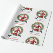 Football Christmas with Santa Claus Geschenkpapier (Ungerollt)