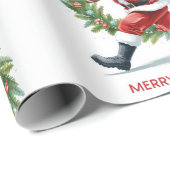 Football Christmas with Santa Claus Geschenkpapier (Rolleneckpunkt)