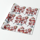 Football Christmas with Santa Claus Geschenkpapier (Ungerollt)