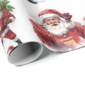 Football Christmas with Santa Claus Geschenkpapier (Rolleneckpunkt)