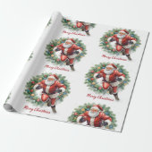 Football Christmas with Santa Claus Geschenkpapier (Ungerollt)